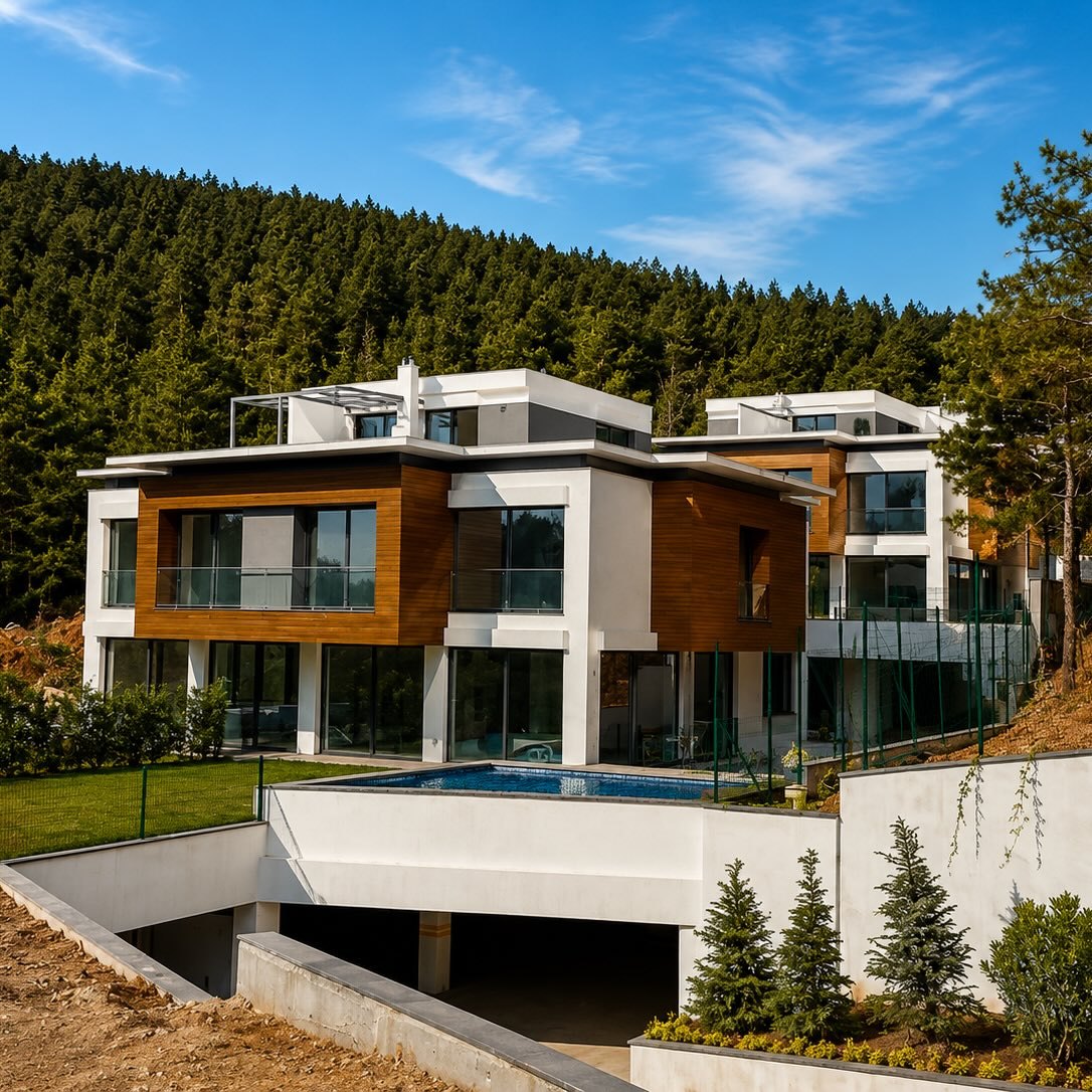 Orman manzaralı lüks villa projesi — dış cephe ve ince yapı uygulaması